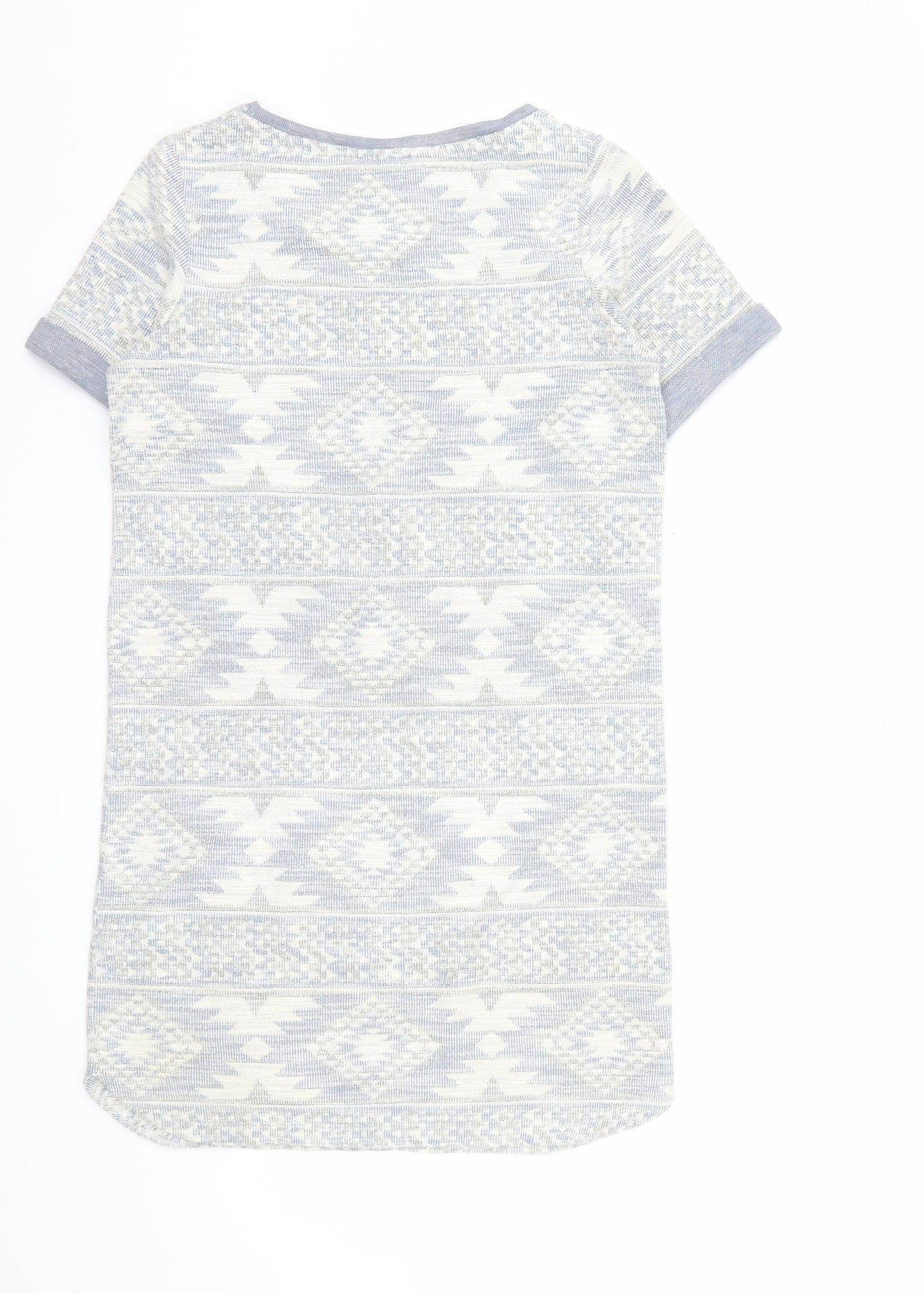Next Women Grey Geometric Knit Short Sleeve Shift Dress Size 8