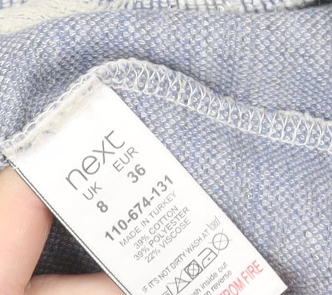 Next Women Grey Geometric Knit Short Sleeve Shift Dress Size 8