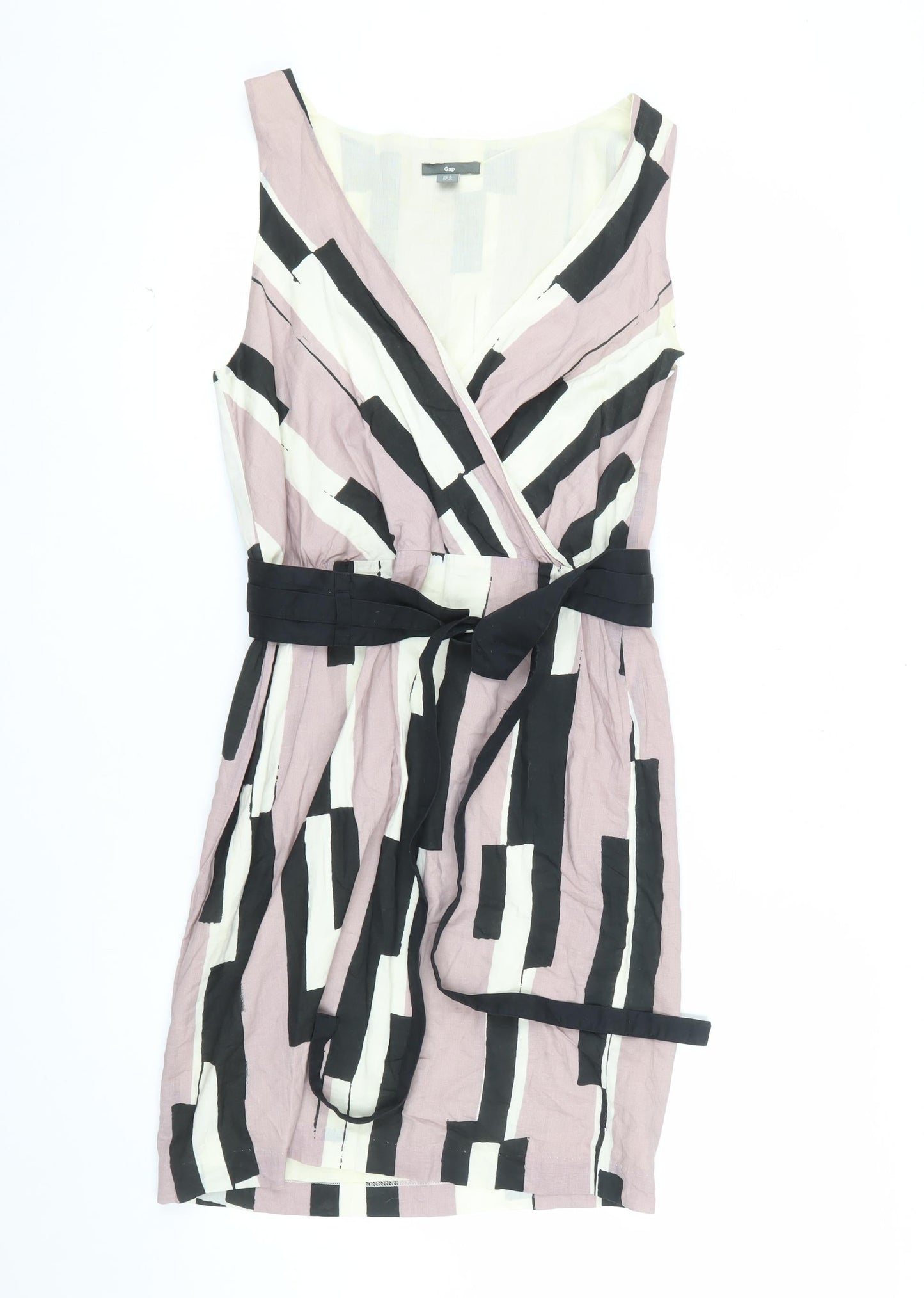 Gap Women’s Multicoloured Wrap Dress UK 8 V-Neck Sleeveless Cotton