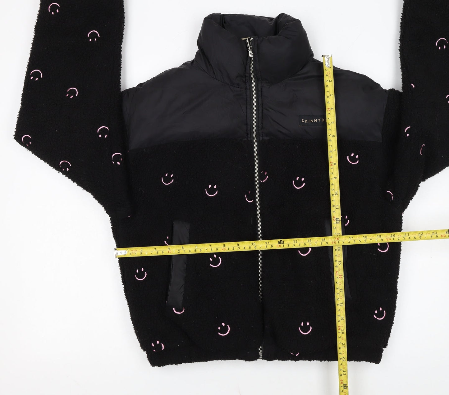 Skinnydip Women Black Smiley Face Puffer Jacket M