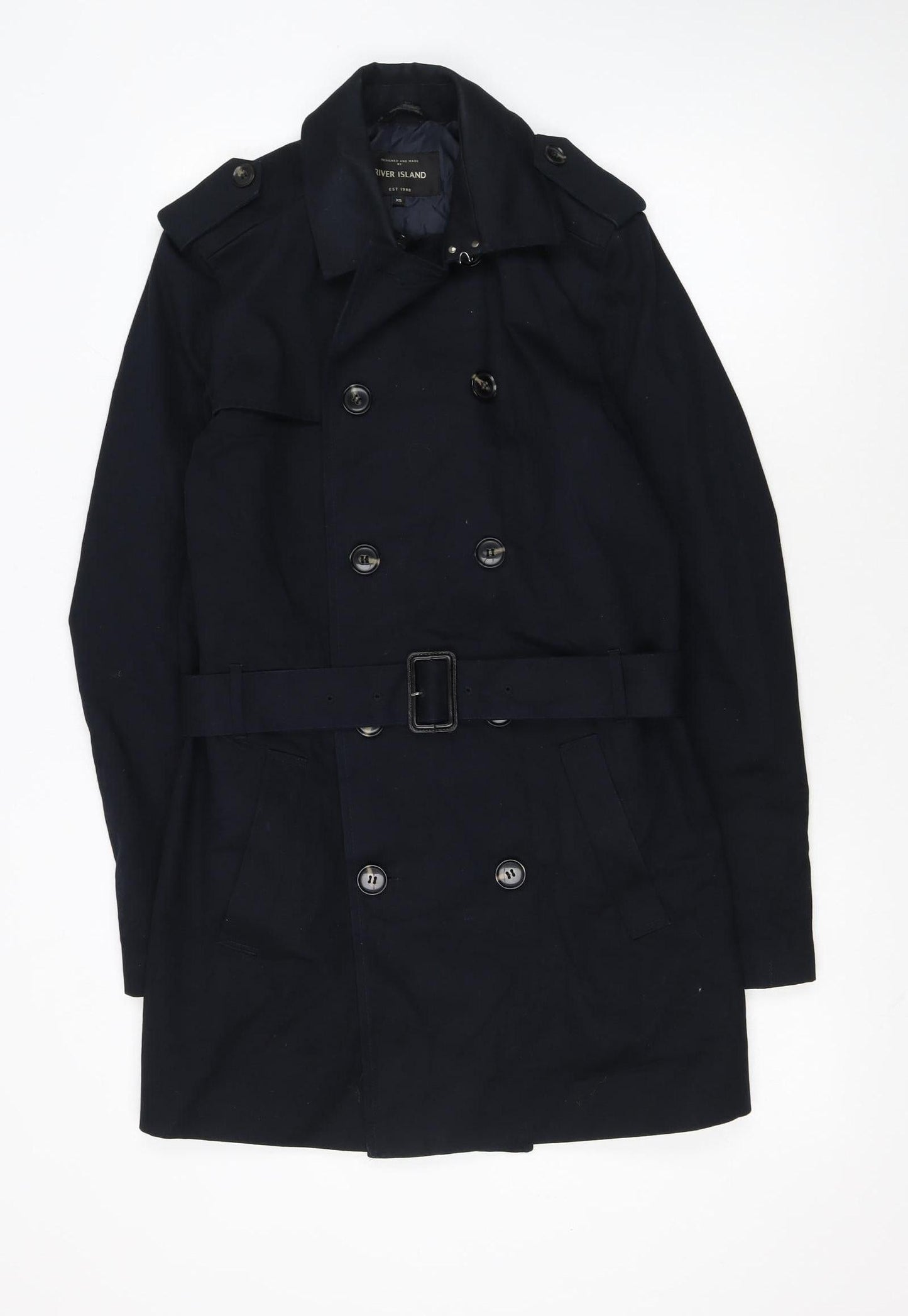 River Island Women's Black XS Classic Belted Trench Coat