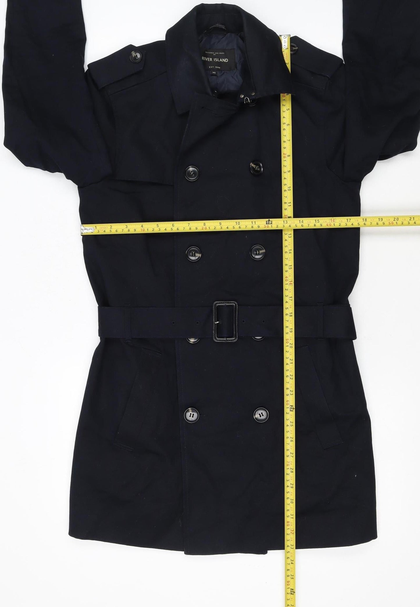 River Island Women's Black XS Classic Belted Trench Coat