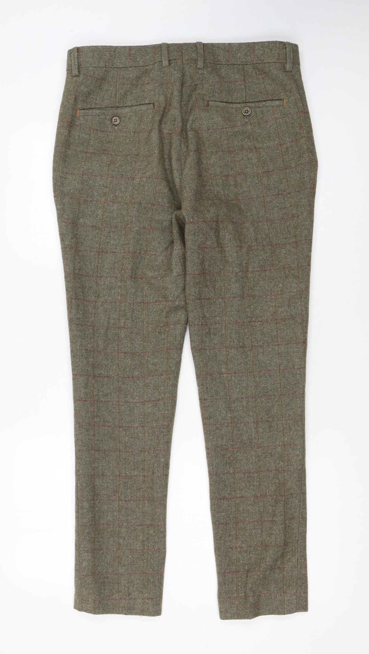 House of Cavani Men's Brown Check Tweed Trousers 32R Regular Fit