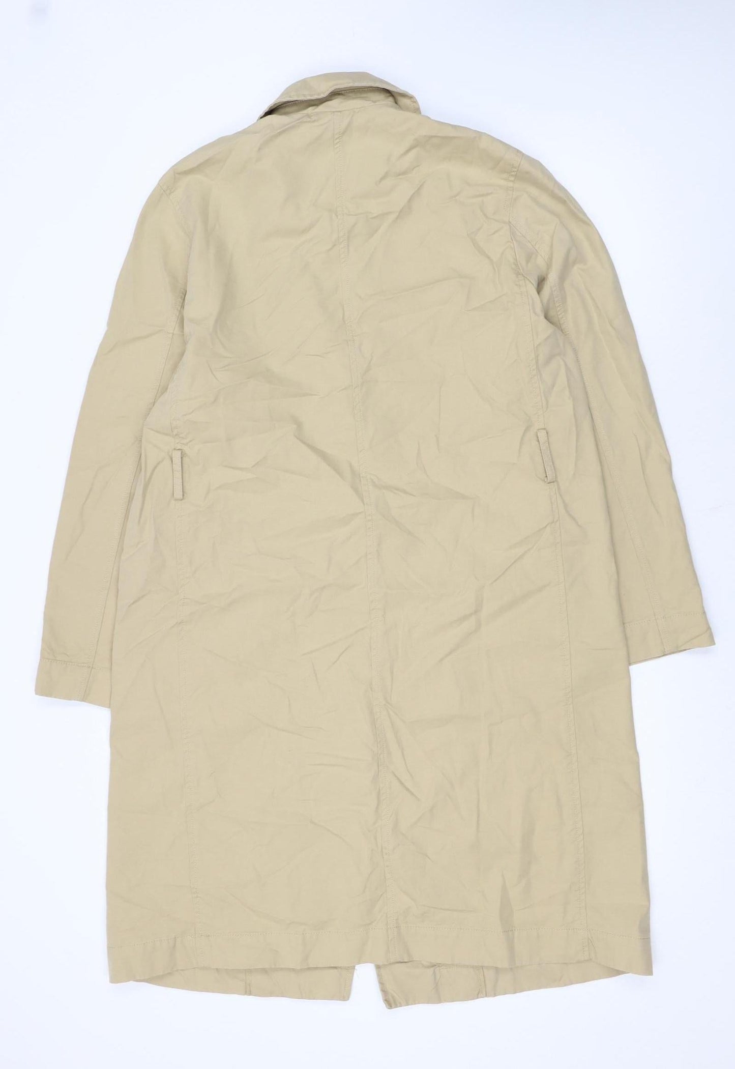 MNG Womens Beige Long Trench Coat Size M Water Resistant Cotton Blend