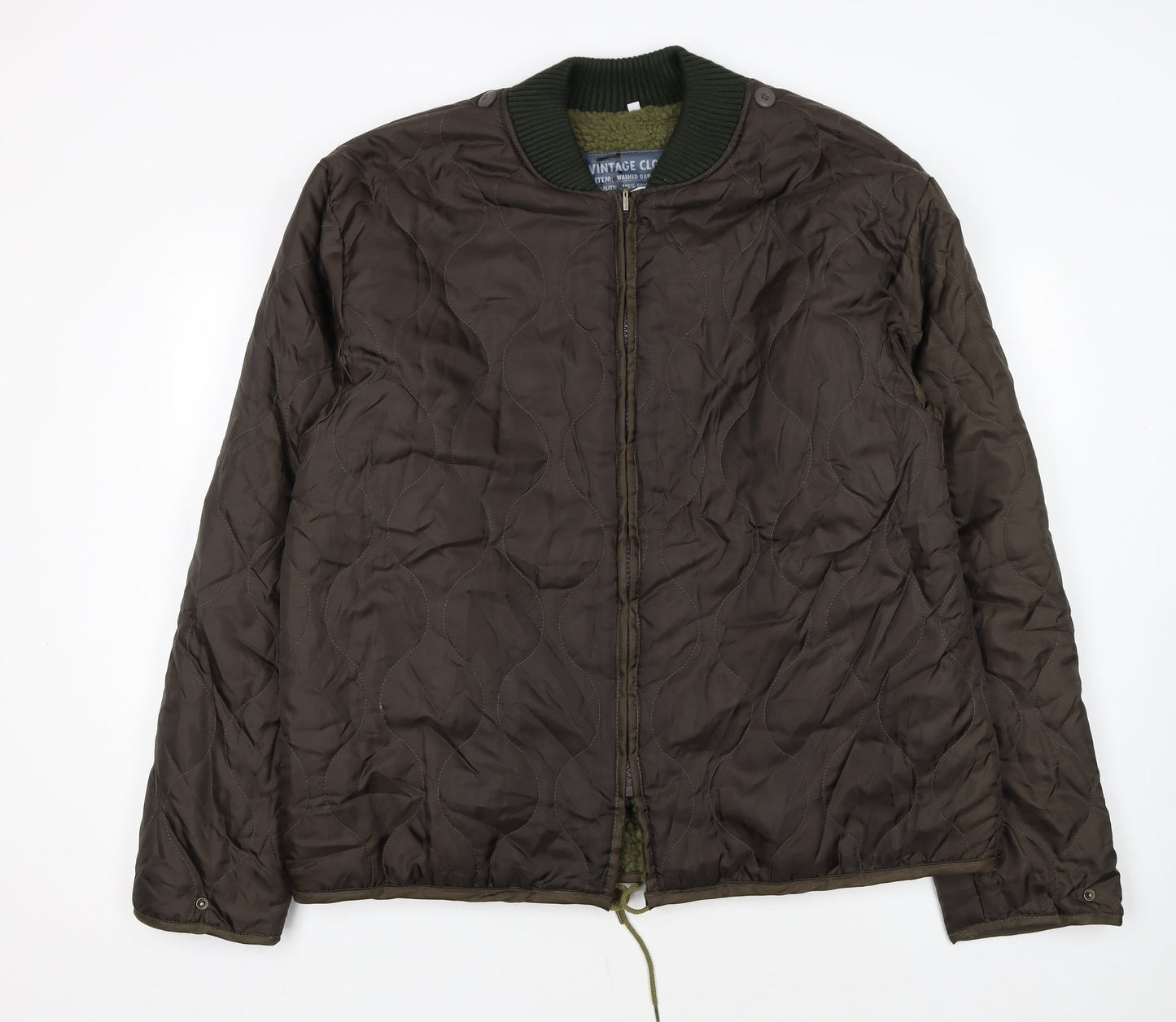 Brandit Men Brown Quilted Bomber Jacket 2XL Polyester Winter Lined