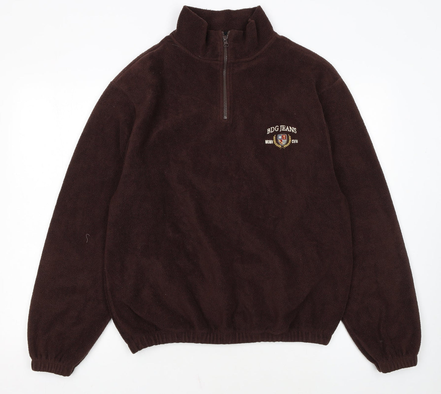 BDG Jeans Urban Outfitters Brown Fleece 1/4 Zip Sweatshirt Small Womens
