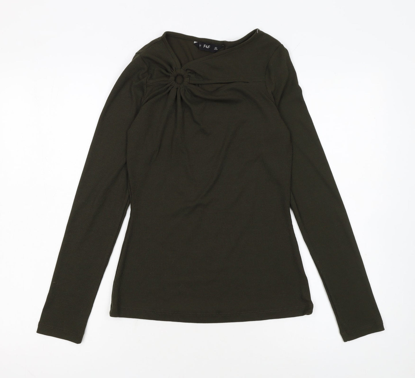 F&F Women's Green Long Sleeve Slim Fit Jersey Top Size 6
