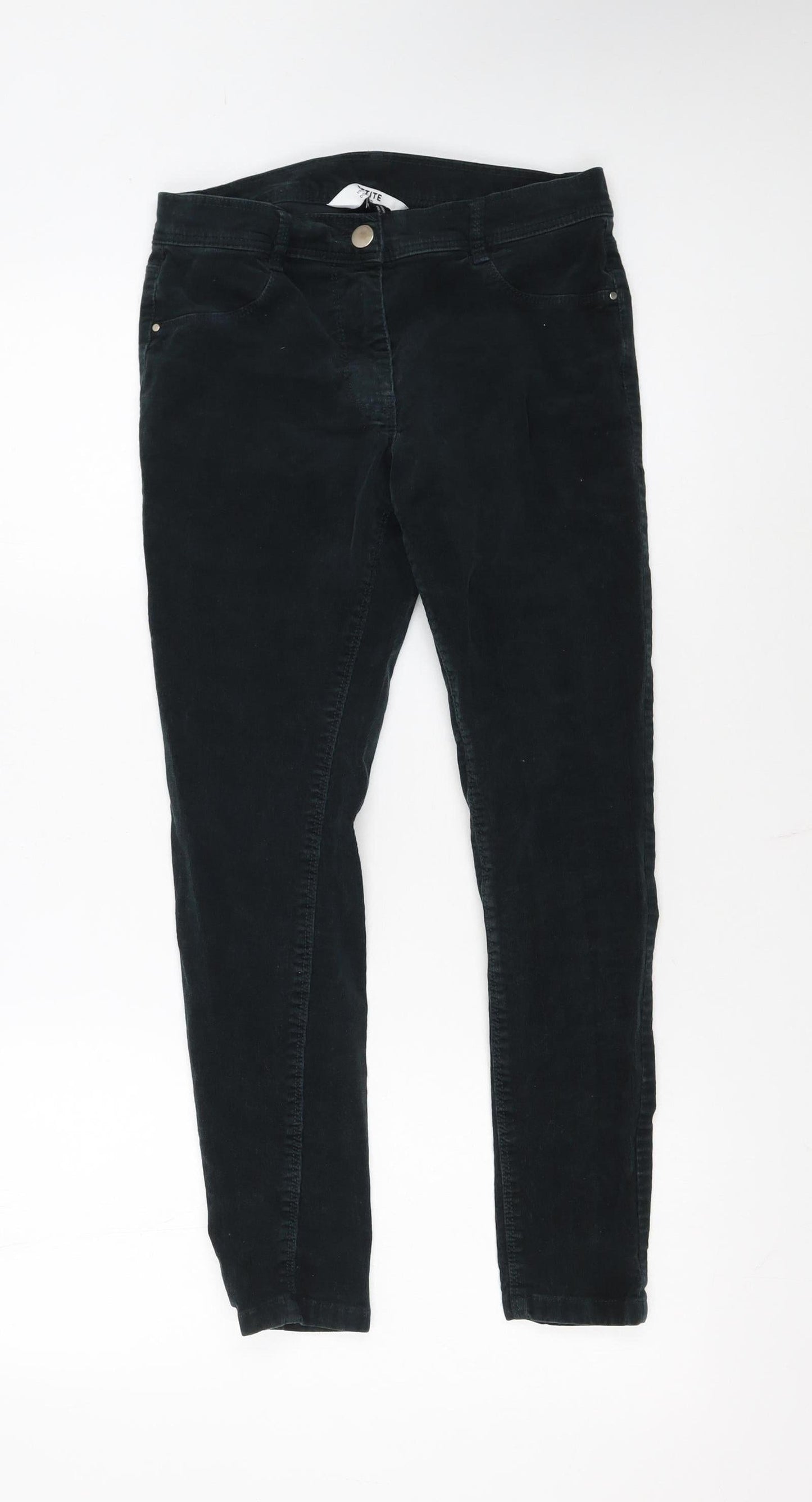 Dorothy Perkins Women Black UK 8 Petite Skinny Corduroy Trousers