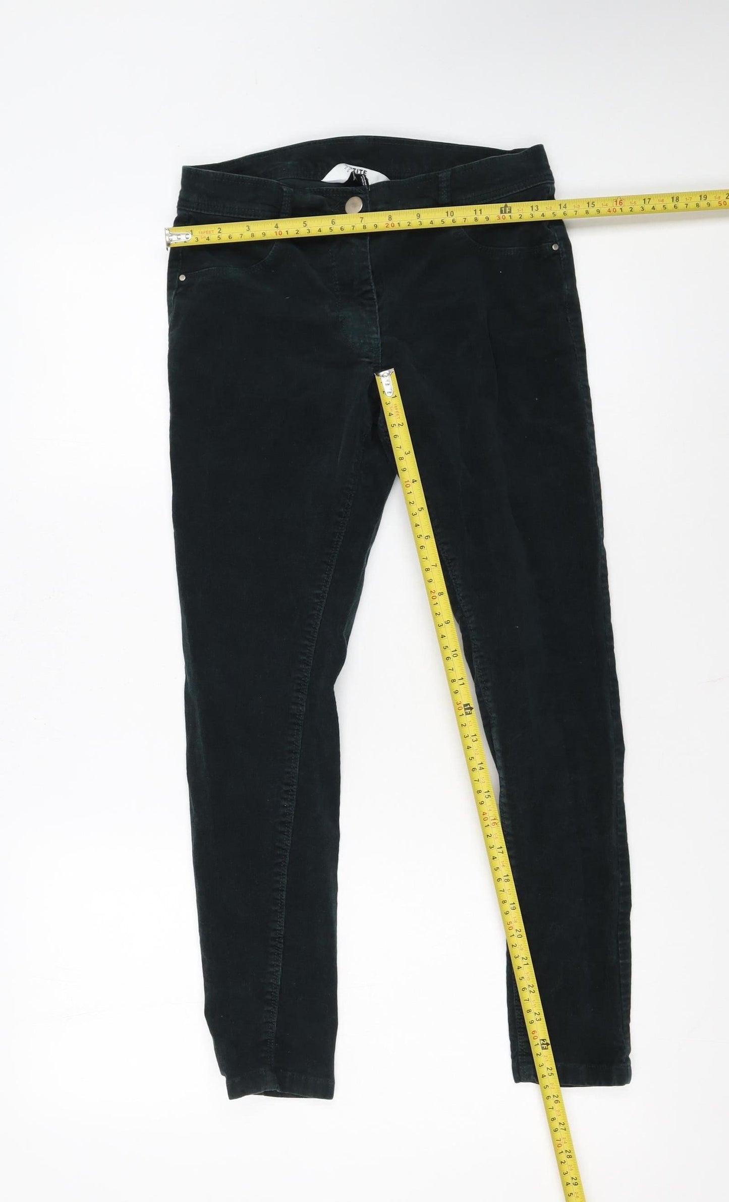 Dorothy Perkins Women Black UK 8 Petite Skinny Corduroy Trousers