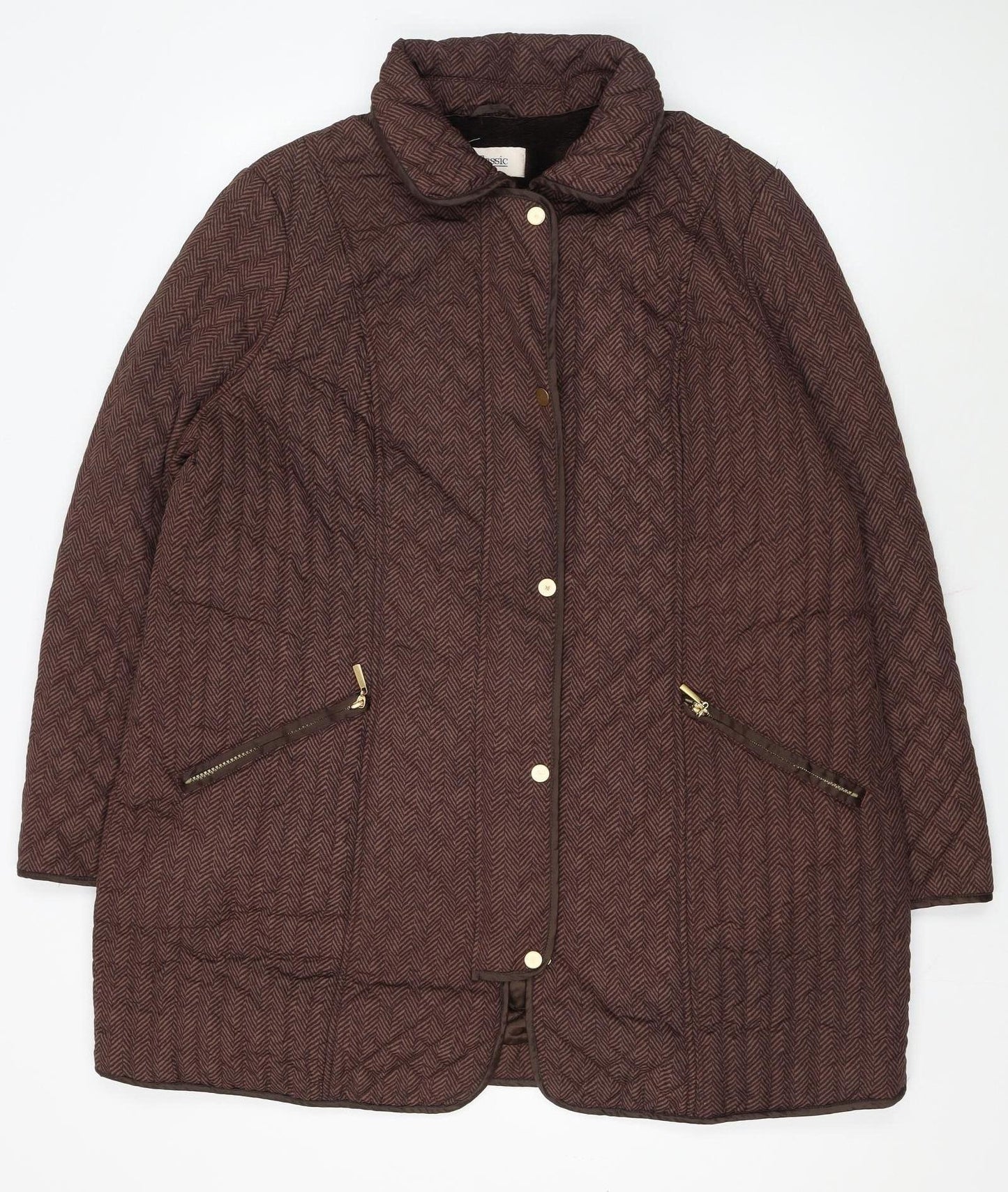 Marks and Spencer Women's Brown Quilted Mid-Length Coat UK 20