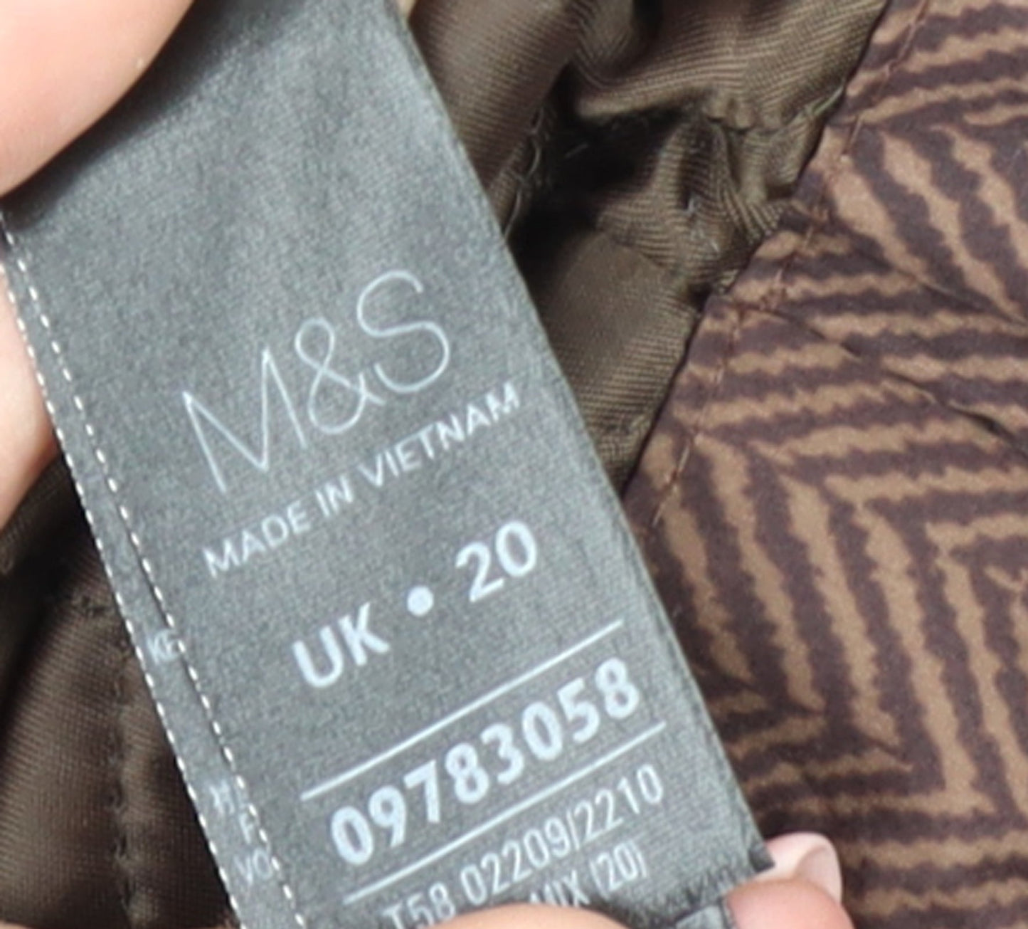 Marks and Spencer Women's Brown Quilted Mid-Length Coat UK 20