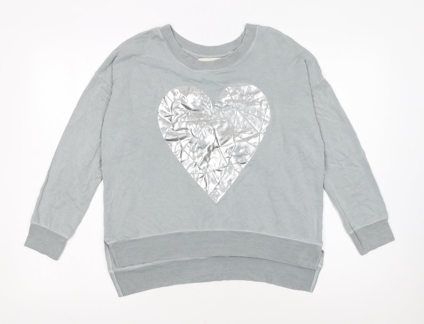 A Postcard from Brighton Womens Grey Silver Heart Pullover Sweatshirt Size S