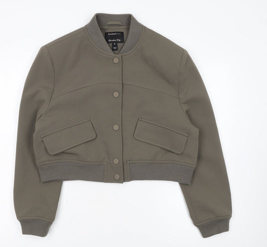 River Island Women Green Cropped Bomber Jacket Size 10