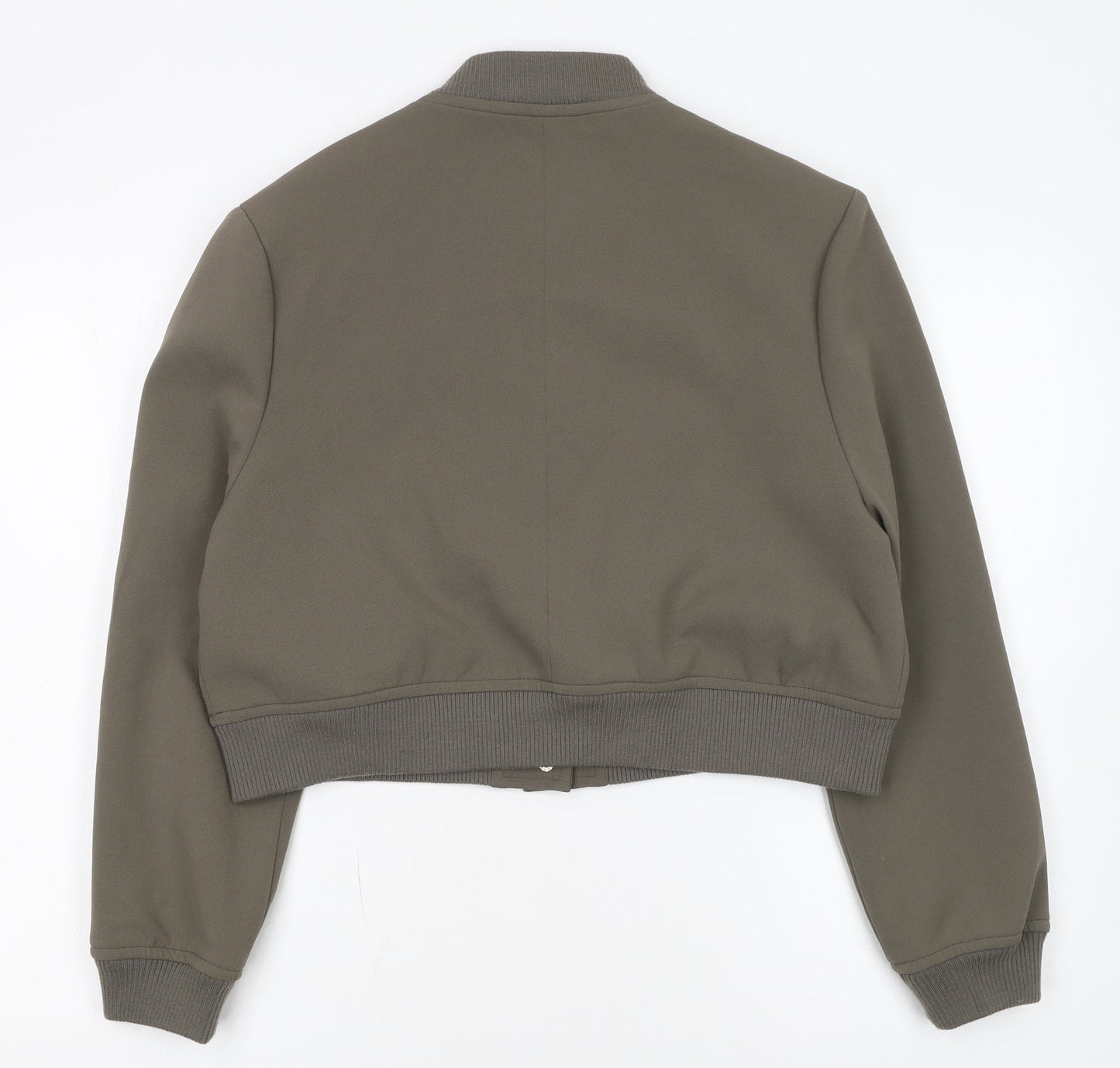 River Island Women Green Cropped Bomber Jacket Size 10