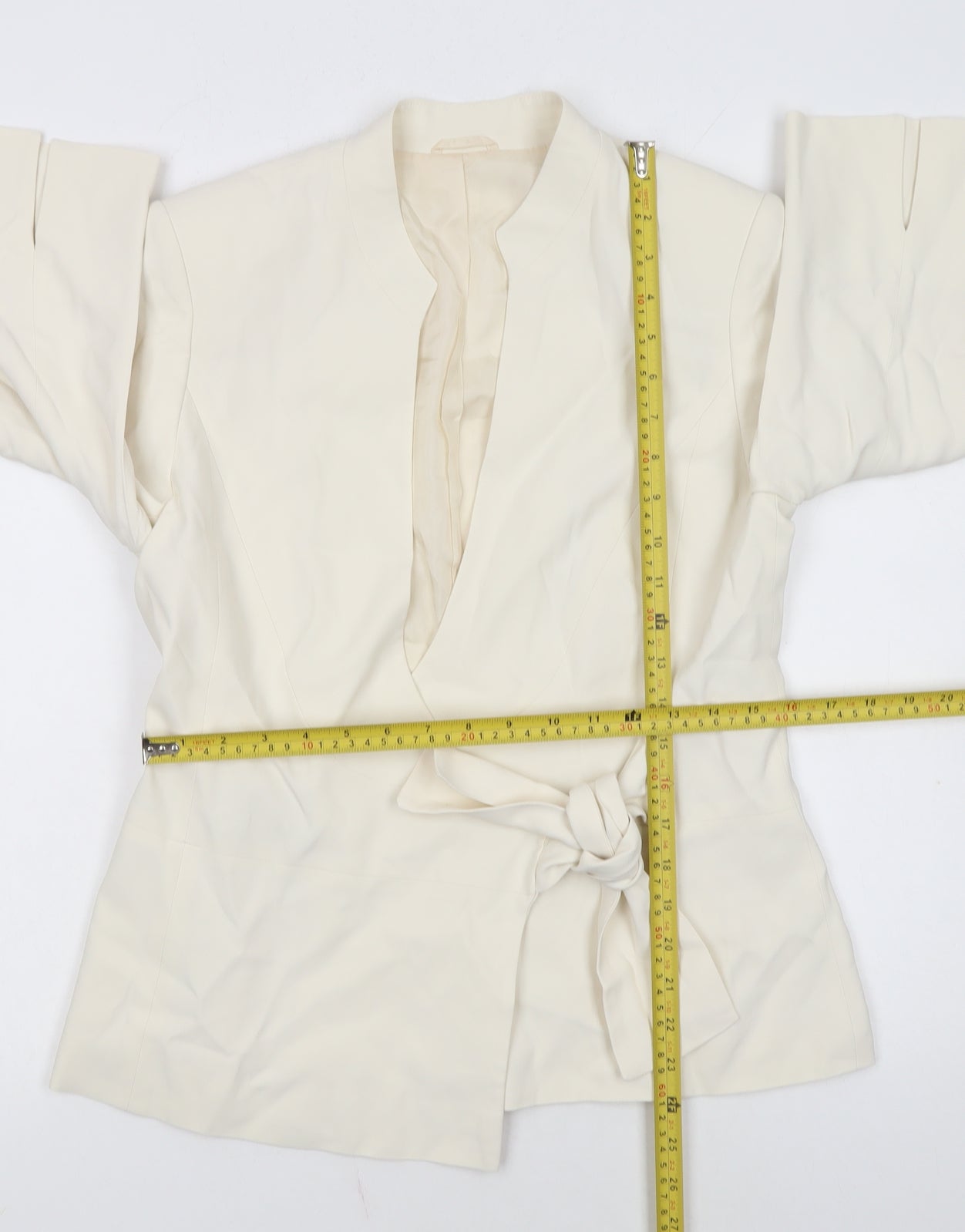 Phase Eight Women Ivory Size 12 Belted Crepe Blazer Jacket