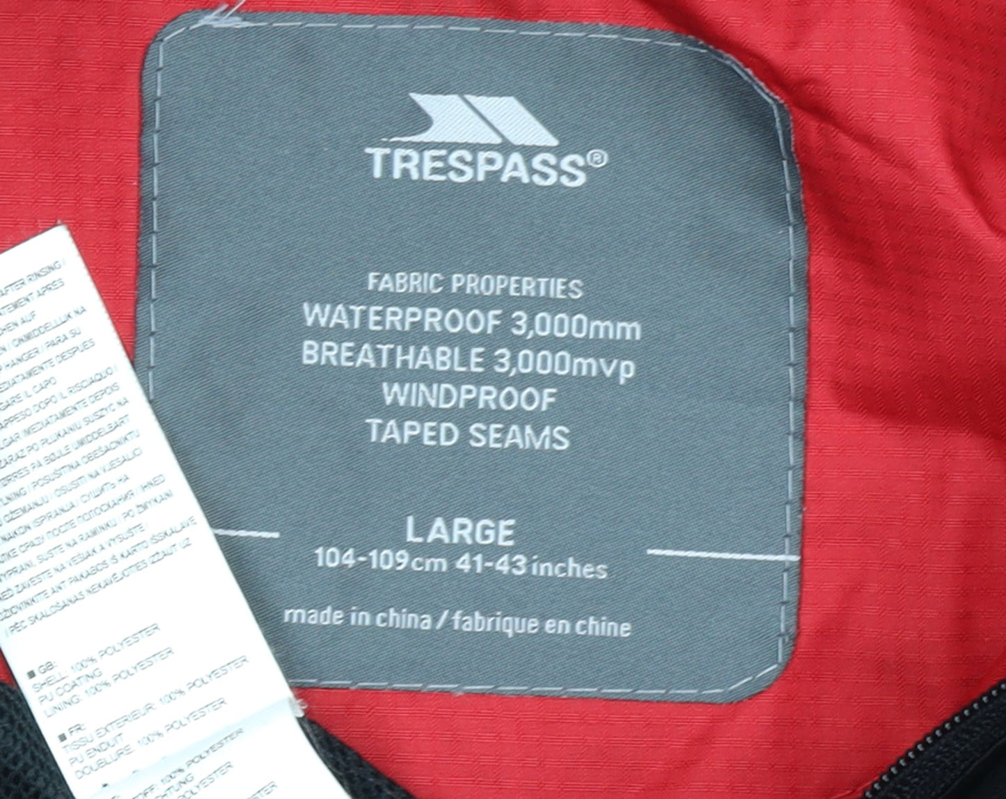 Trespass Men's Black Waterproof Hooded Rain Jacket L