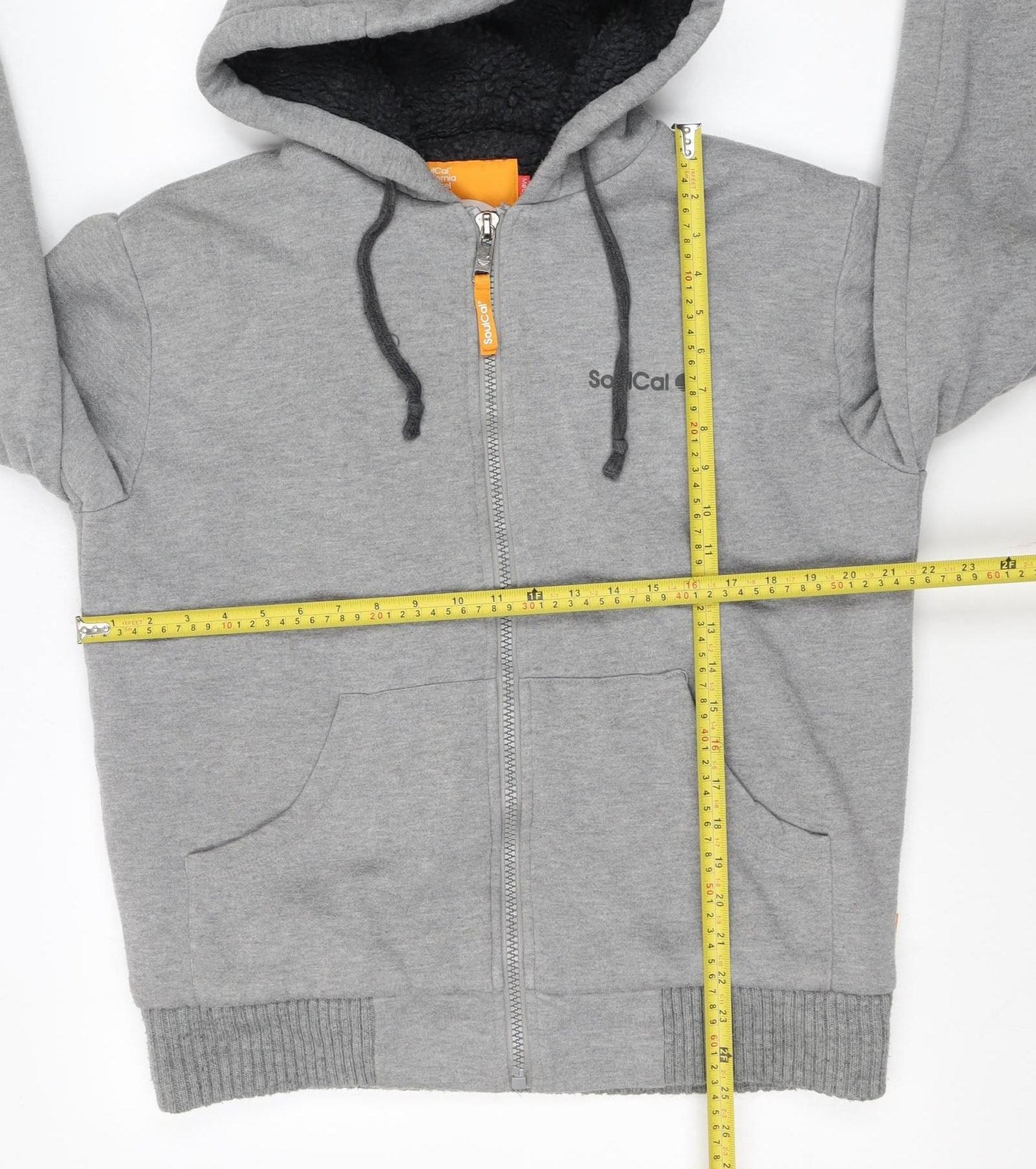 SoulCal Men's Grey Full Zip Hoodie Medium Fleece Lined