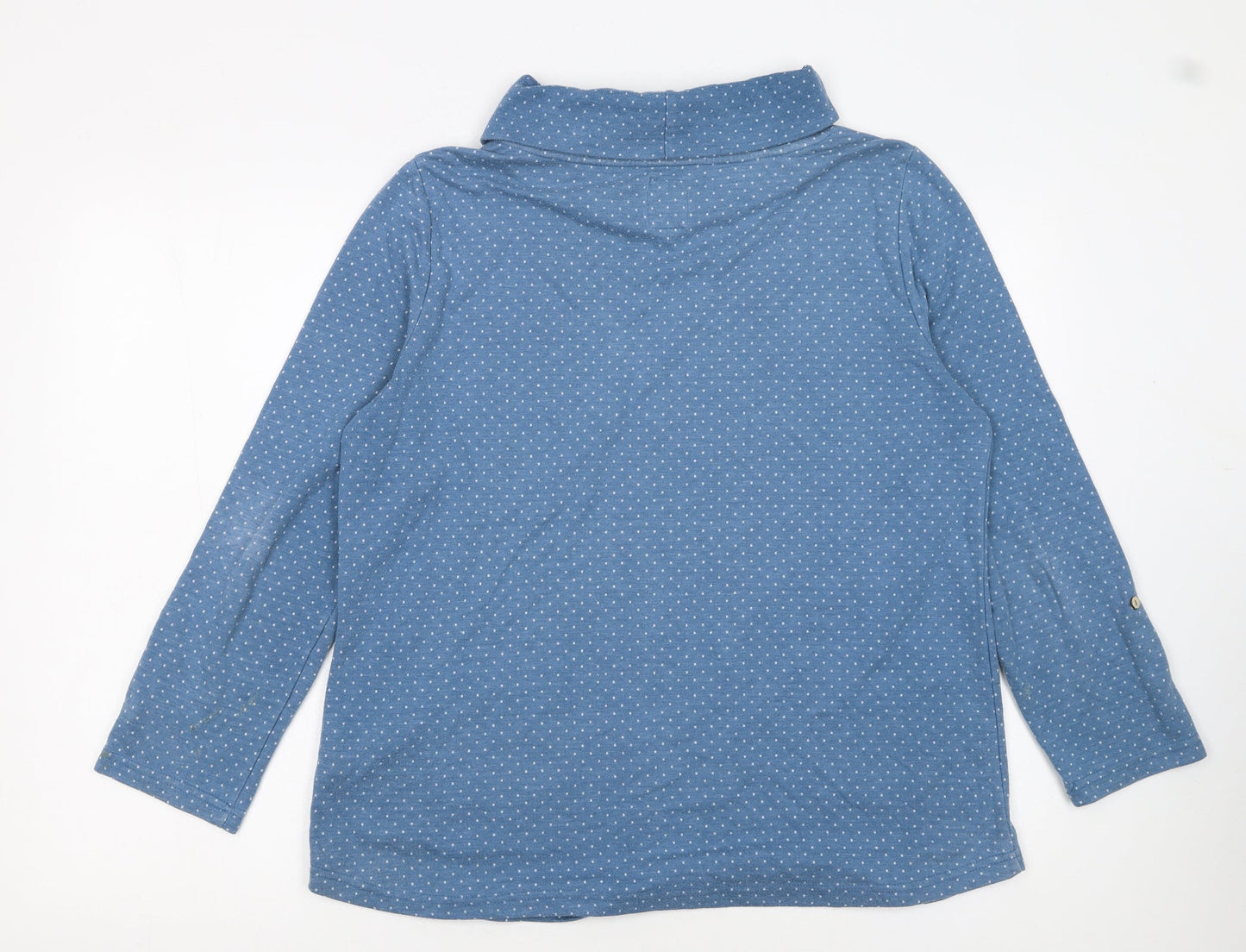 Mantaray Women Blue Polka Dot Tunic Sweatshirt Size 16 Cotton Blend