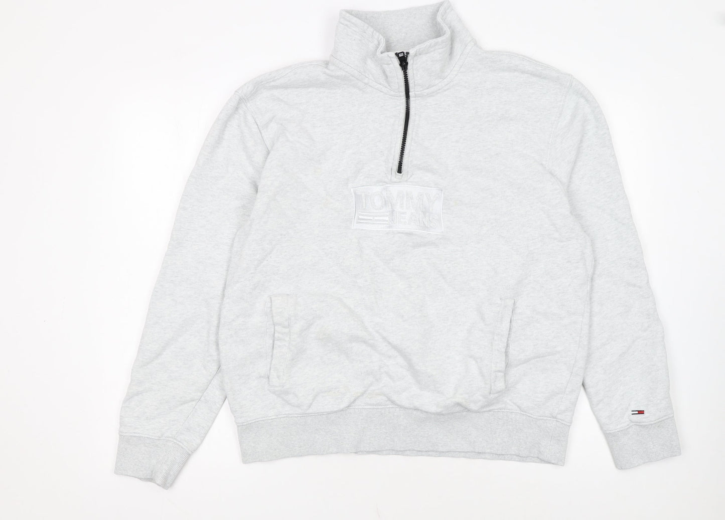 Tommy Jeans Men's Grey XL 1/2 Zip High Neck Sweatshirt