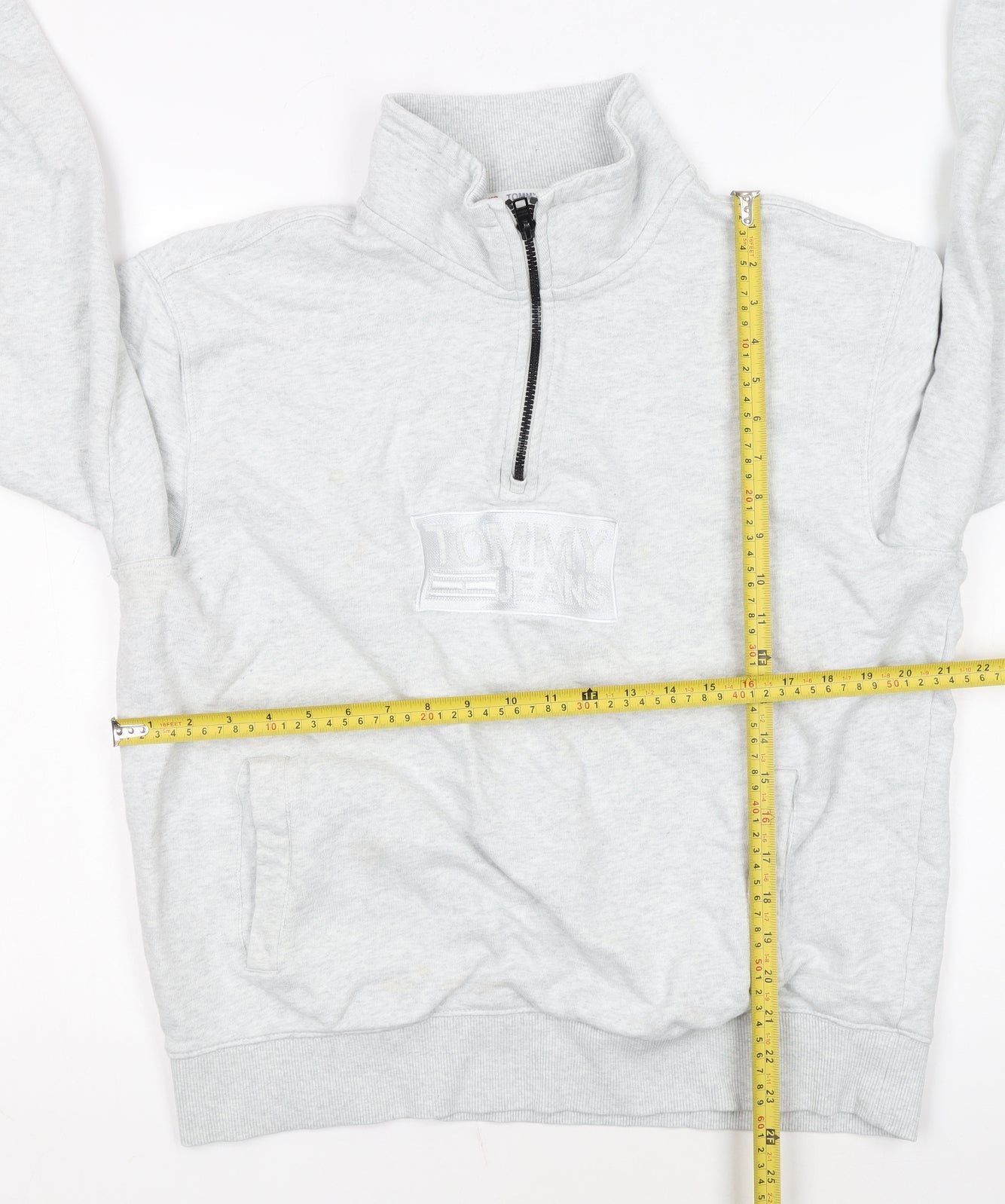 Tommy Jeans Men's Grey XL 1/2 Zip High Neck Sweatshirt