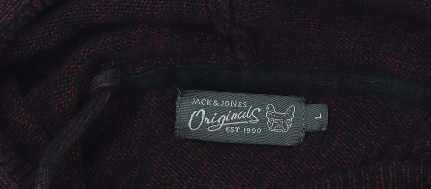 Jack & Jones Originals Men's Brown Knit Pullover Hoodie Size L