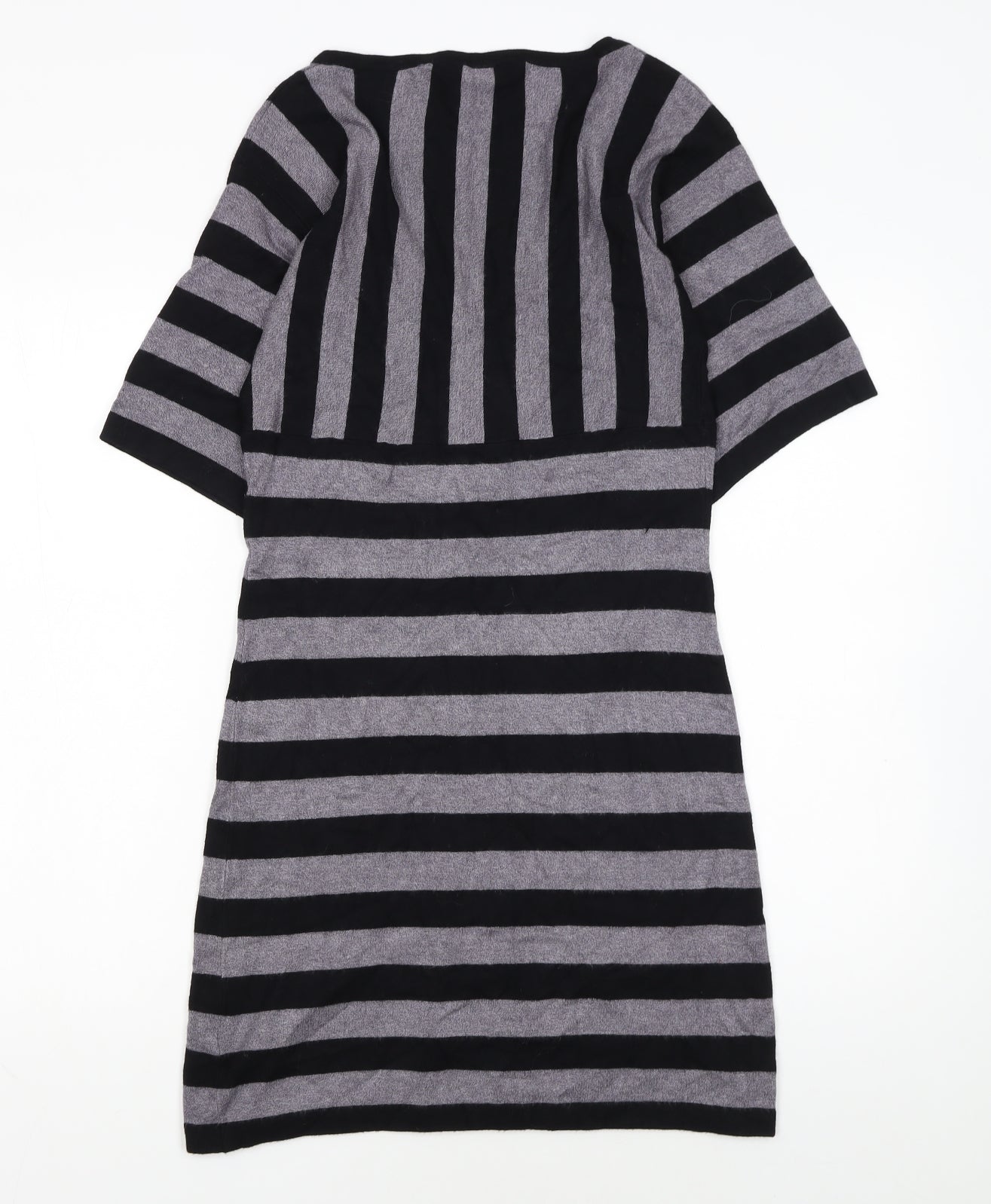 Brave Soul Women’s Grey Black Striped Short Knit Shift Dress S