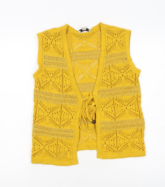 Marks and Spencer Womens Yellow Crochet Knit Open Vest XS