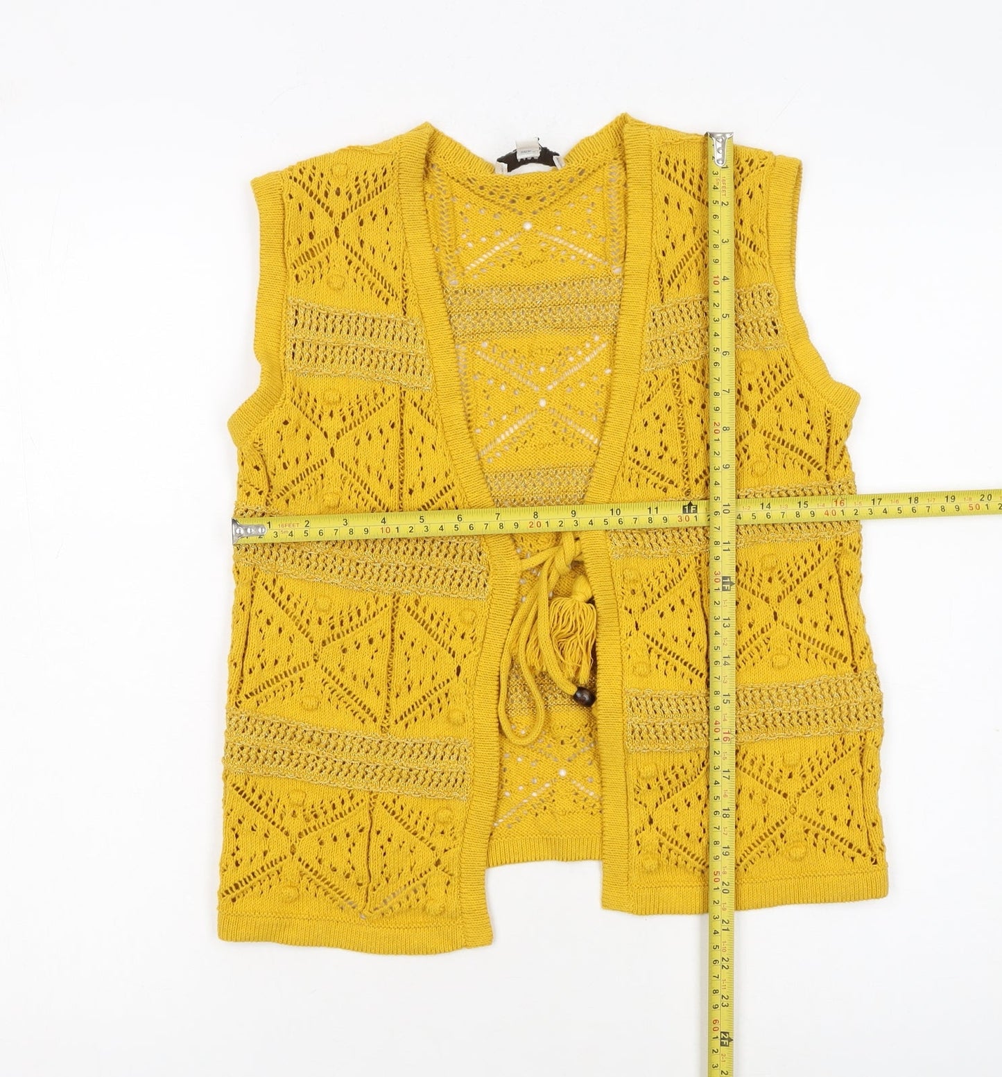 Marks and Spencer Womens Yellow Crochet Knit Open Vest XS