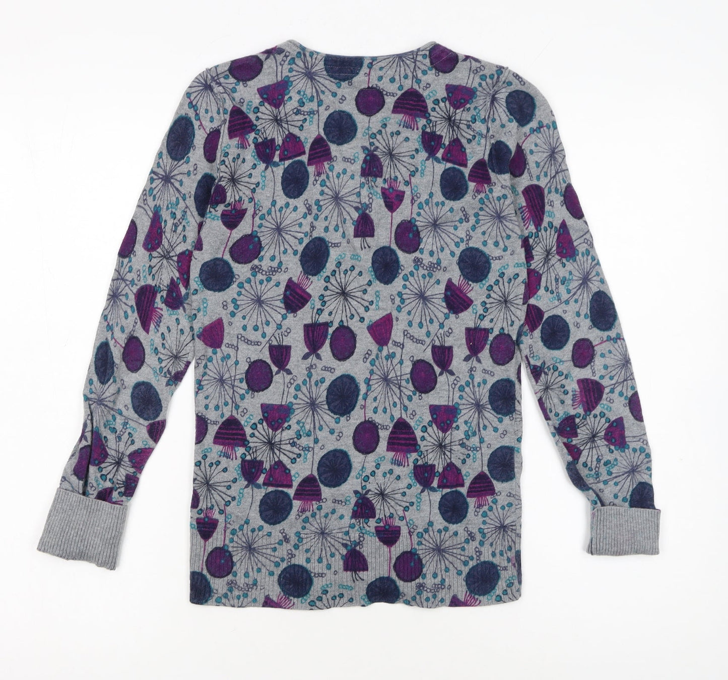 Mantaray Women’s Grey Floral Cotton Cardigan Size 8
