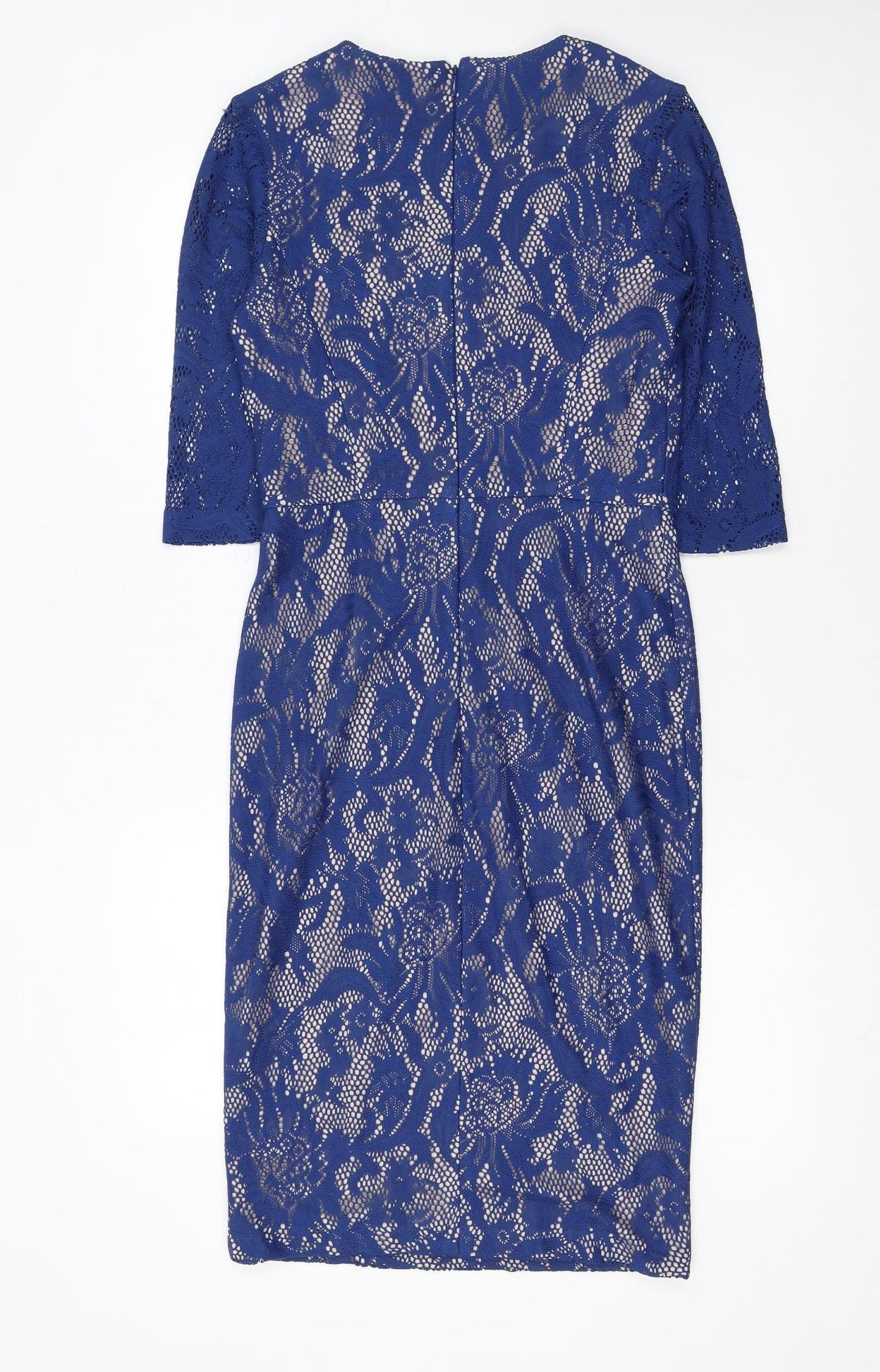 Pied a Terre Womens Blue Lace Sheath Dress Size 10 Partywear