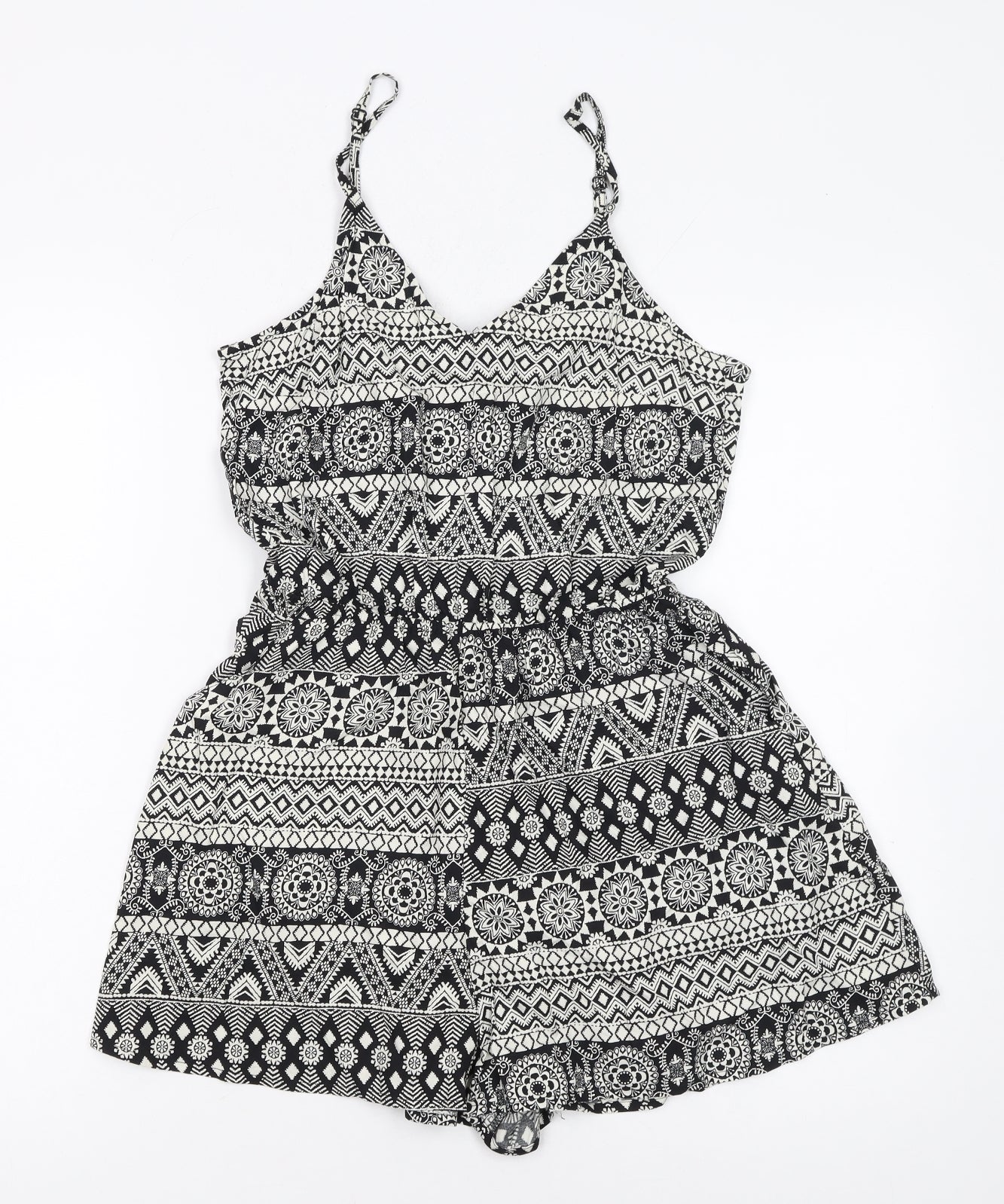 H&M Divided Women's Black & White Sleeveless Playsuit Size 8 Viscose