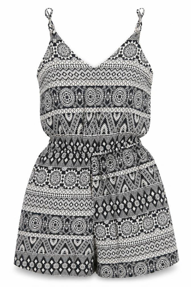 H&M Divided Women's Black & White Sleeveless Playsuit Size 8 Viscose