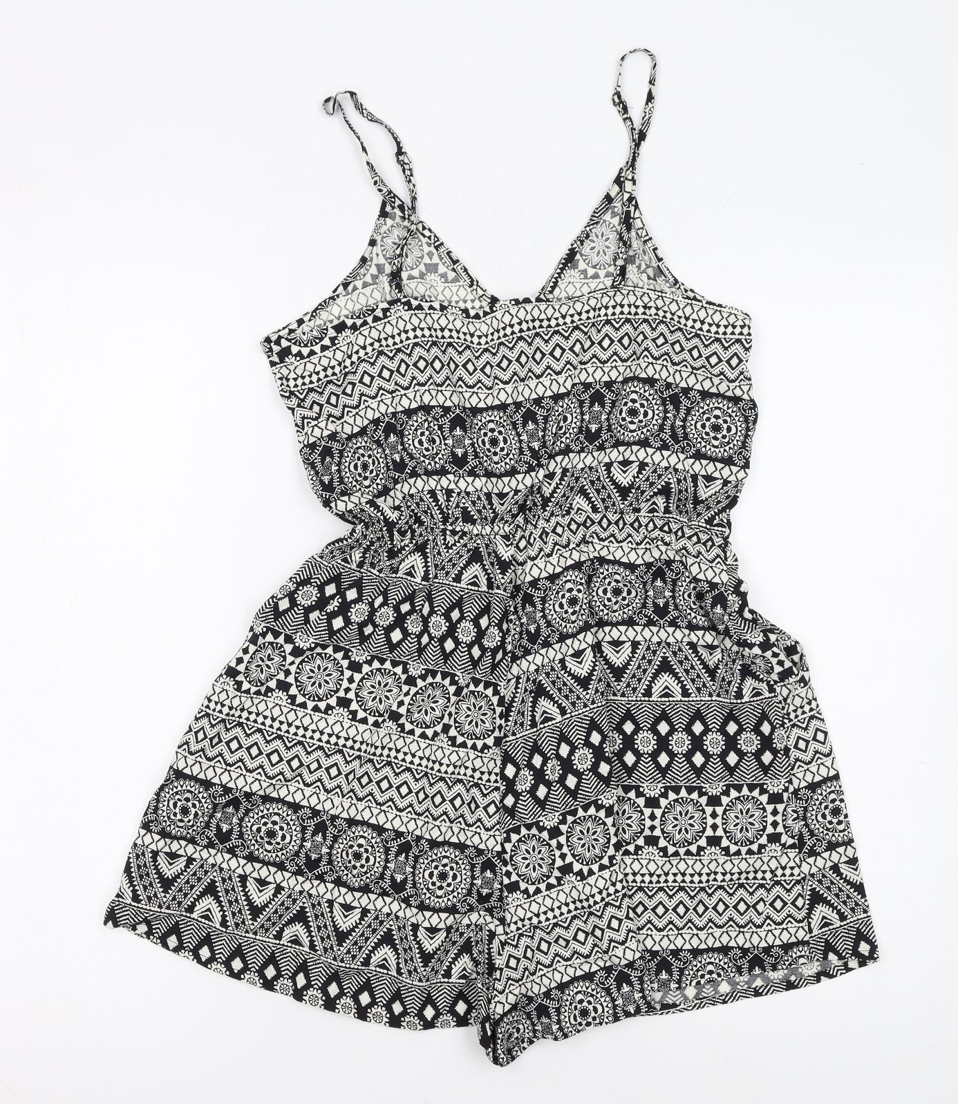H&M Divided Women's Black & White Sleeveless Playsuit Size 8 Viscose