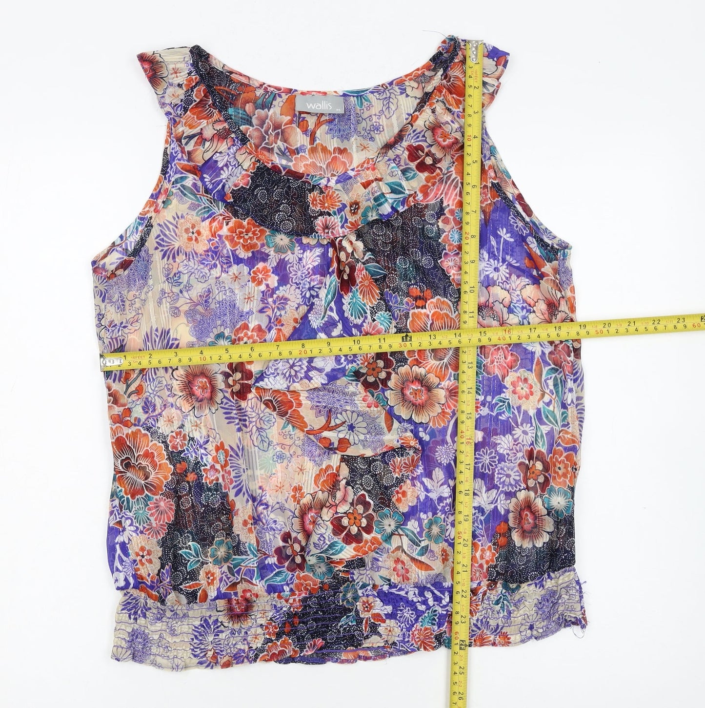 Wallis Women’s Multicoloured Floral Chiffon Sleeveless Tunic Blouse M