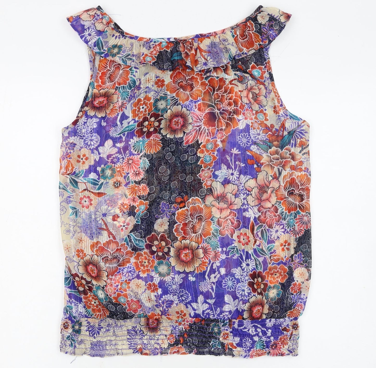 Wallis Women’s Multicoloured Floral Chiffon Sleeveless Tunic Blouse M