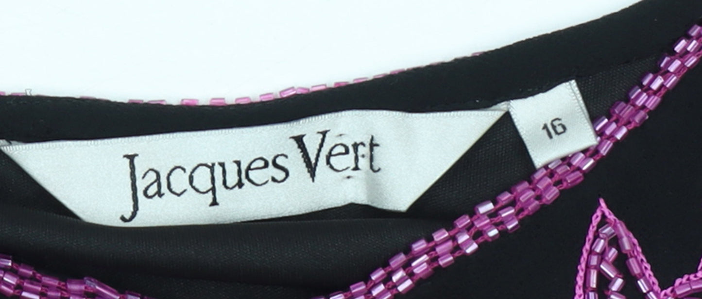 Jacques Vert Women Black Beaded Camisole Tank Top Size 16