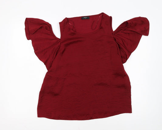 Prewornwholesale purple cropped slim fit active T-shirt with short sleeves and a high neckline.