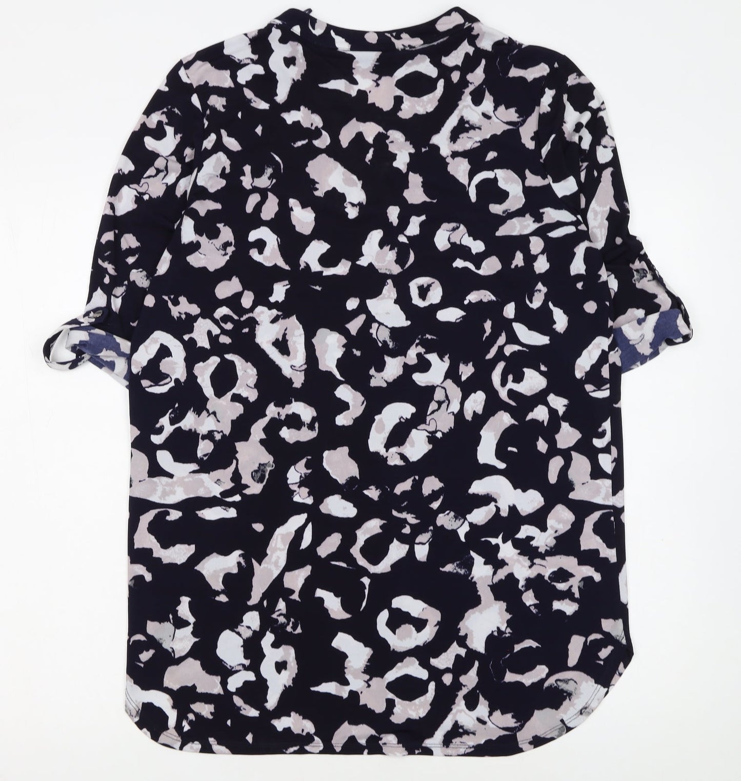 Wallis Women Blue Animal Print Shift Dress Size M 3/4 Sleeve