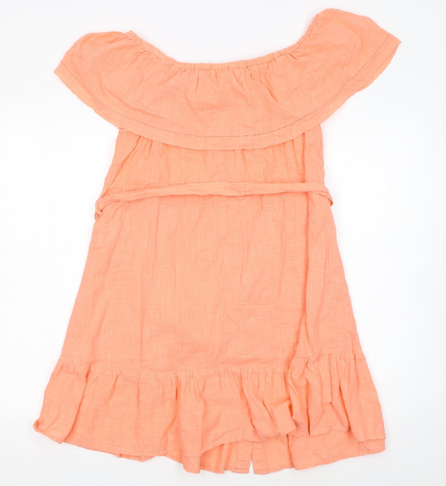 Primark Women's Orange Off Shoulder Short Cotton Dress Size 16