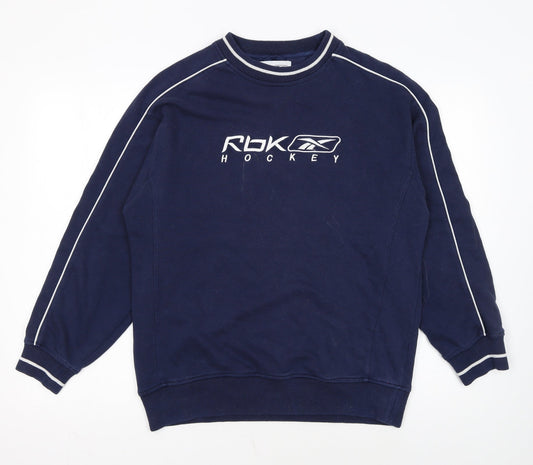 Reebok Men's Blue RBK Hockey Crew Neck Pullover Sweatshirt S