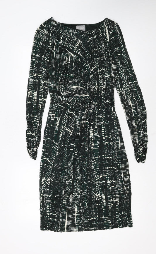 Ghost Women’s Green Geometric Wrap Dress Medium Long Sleeve
