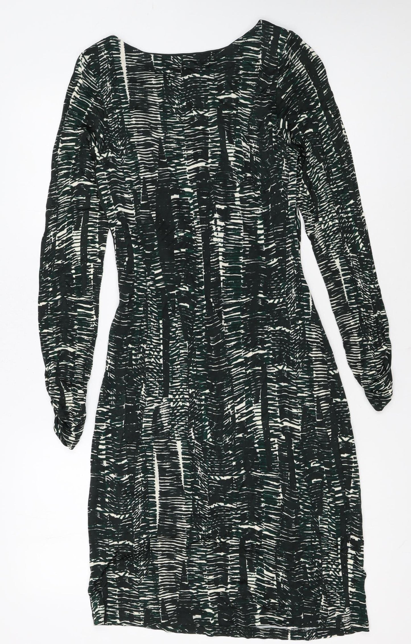 Ghost Women’s Green Geometric Wrap Dress Medium Long Sleeve