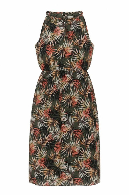 Apricot Women’s Green Tropical Floral Halter Shift Dress Size 14