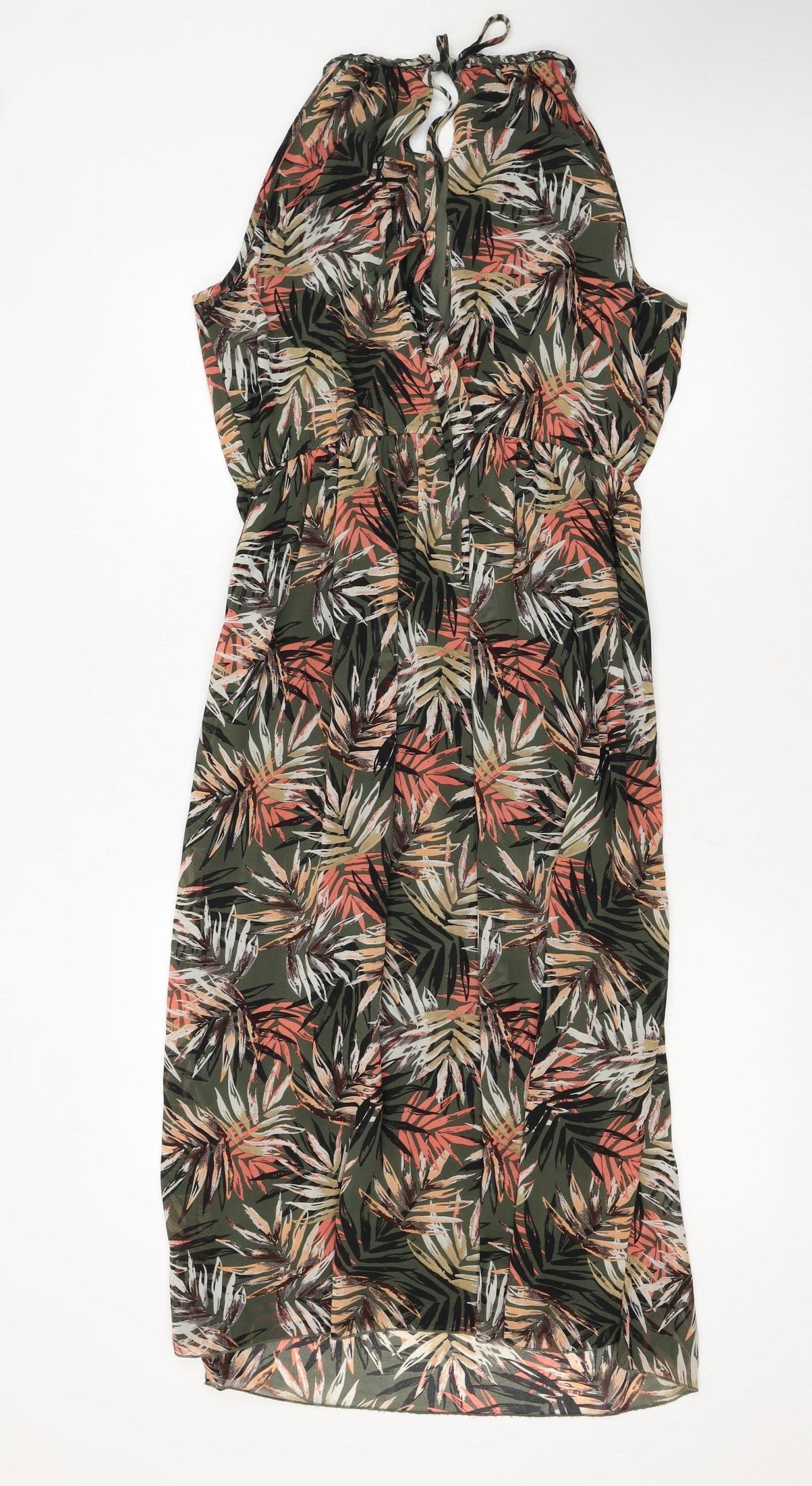 Apricot Women’s Green Tropical Floral Halter Shift Dress Size 14