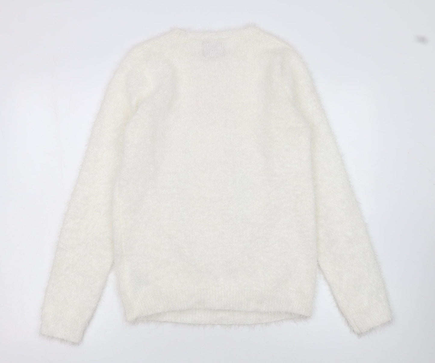 Seasons Greetings Women's Ivory Christmas Penguin Sequin Jumper Size 12
