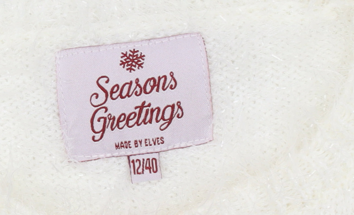 Seasons Greetings Women's Ivory Christmas Penguin Sequin Jumper Size 12