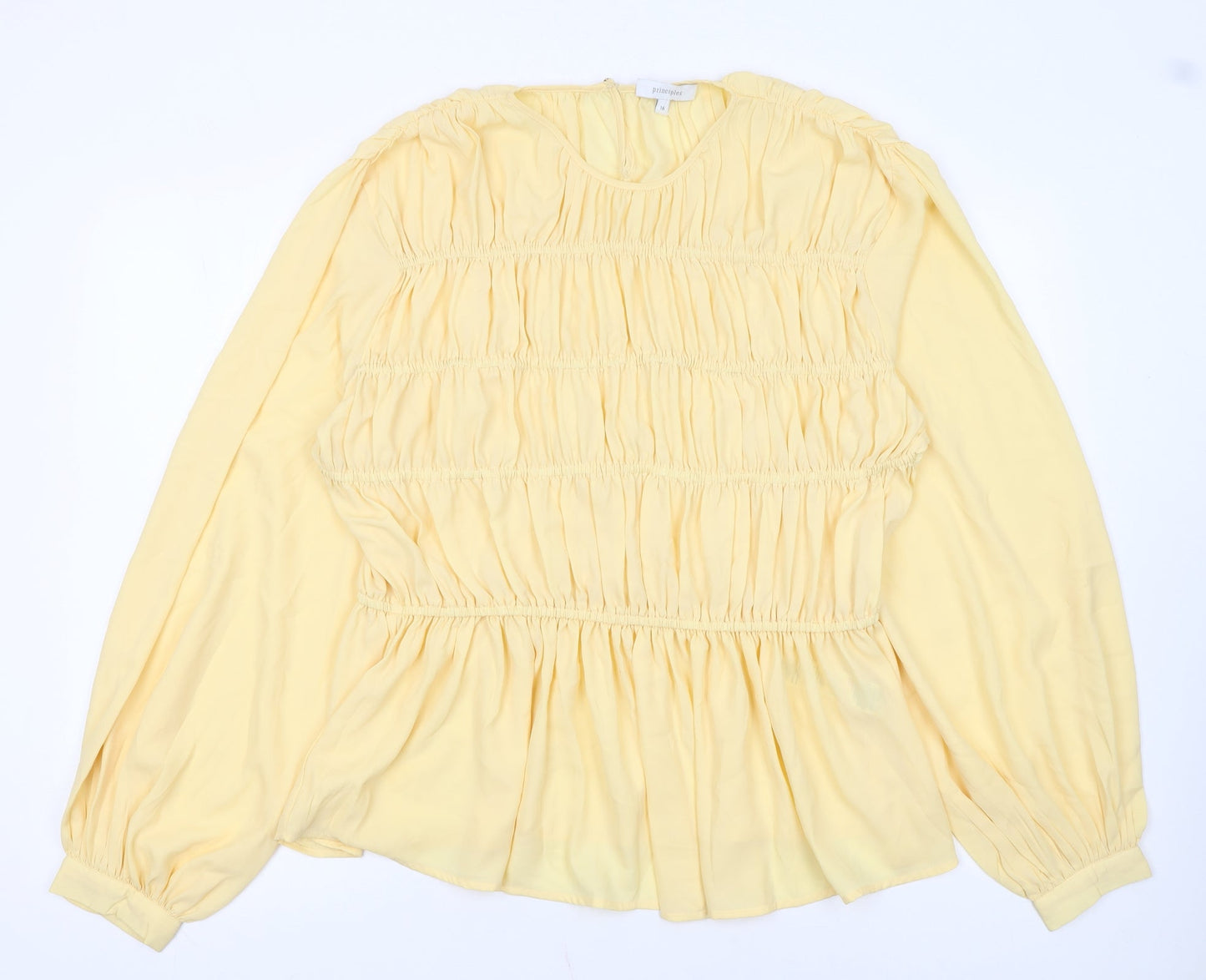 Principles Women's Yellow Long Sleeve Tunic Blouse Size 16