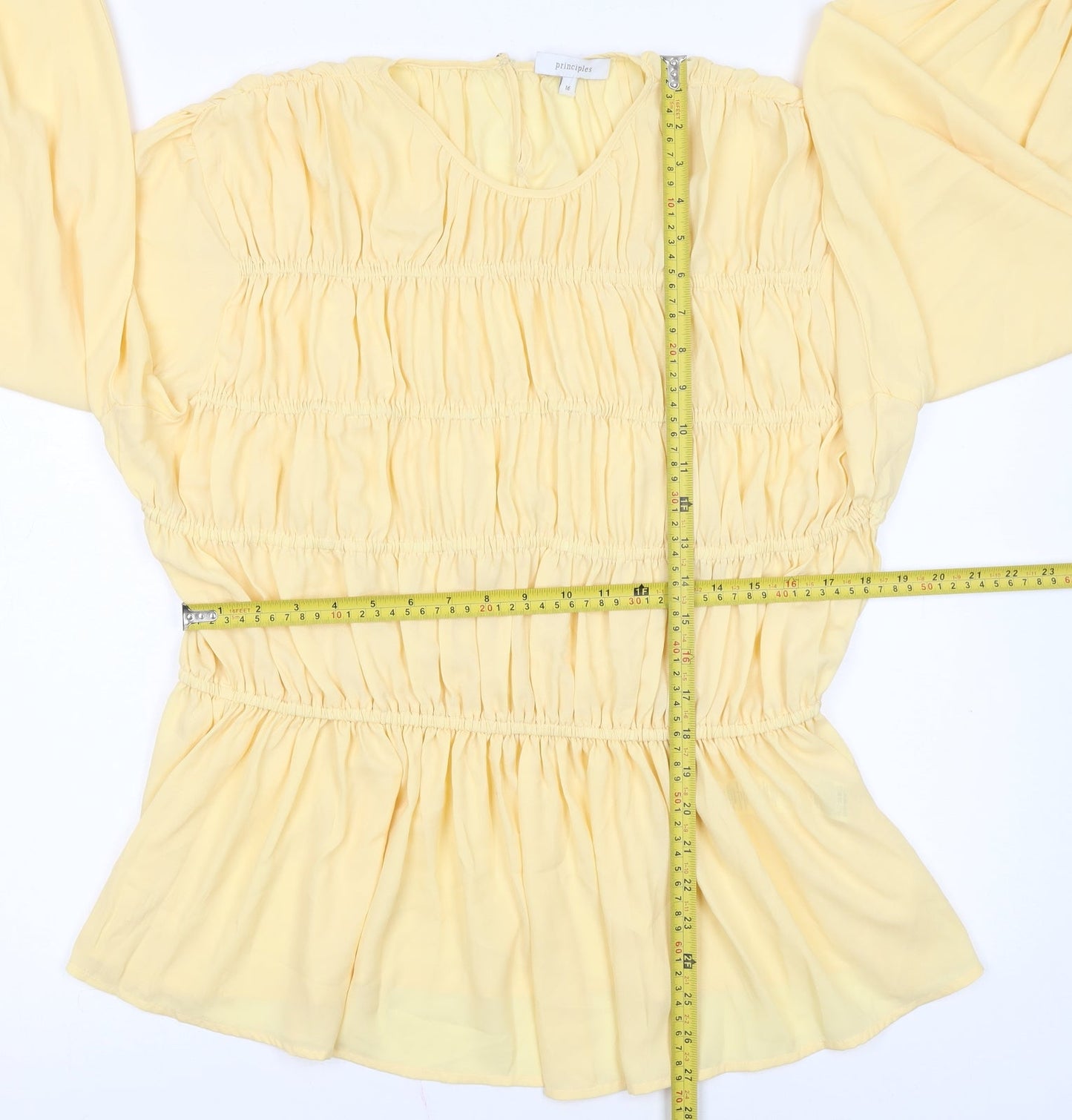Principles Women's Yellow Long Sleeve Tunic Blouse Size 16