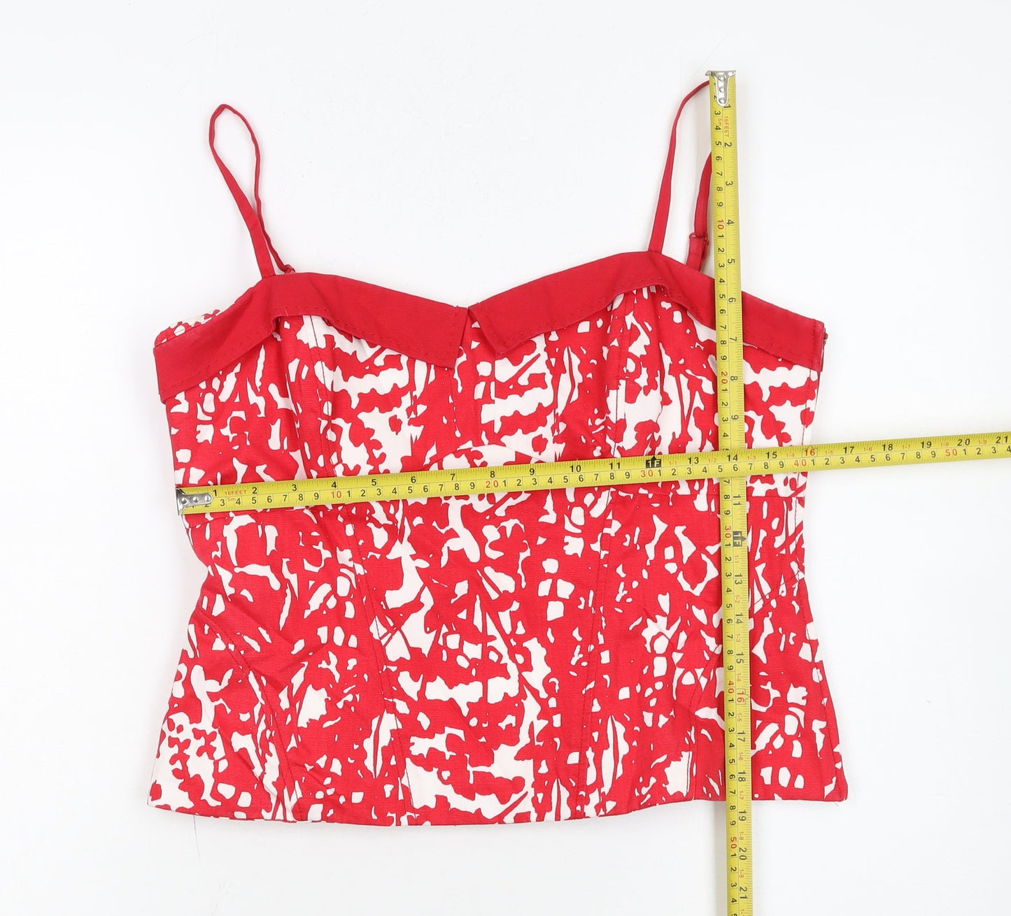 Coast Womens Red White Cotton Lined Camisole Top Size 14