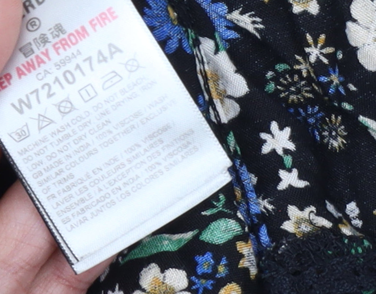 Superdry Womens Black Floral Midi Peasant Skirt Size 14 Viscose